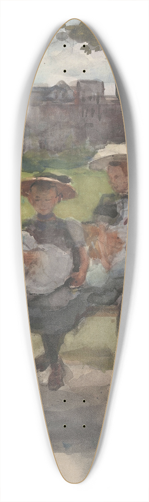 Isaac Israls - A Man with Three Girls on a Bench in the Oosterpark in Amsterdam 39.3 inch art pintail longboard deck