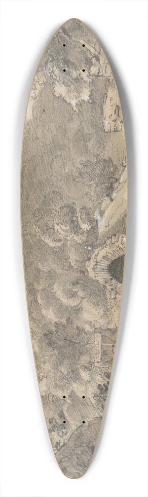 Isaac Weld - Mountainous Landscape with a Bridge and House 39.3 inch art pintail longboard deck