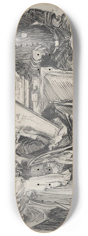 Charles Dana Gibson - The reason dinner was late 8.25 inch art skate deck
