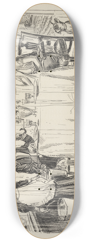 Charles Dana Gibson - Tragic moments  The first stormy night in the cottage you have rented for the summer 8.25 inch art skate deck