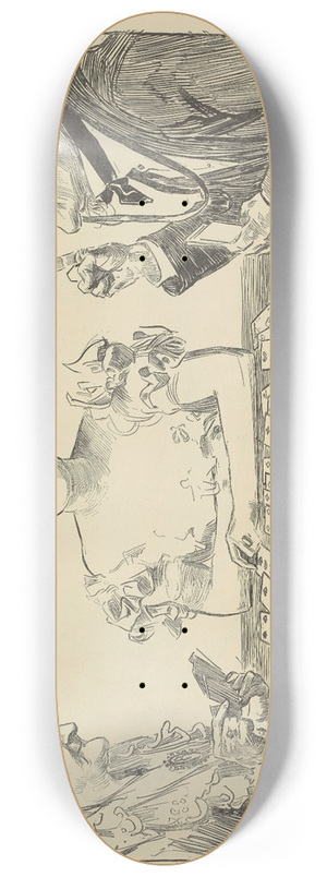 Charles Dana Gibson - Unlucky at cards, lucky in love 8.25 inch art skate deck