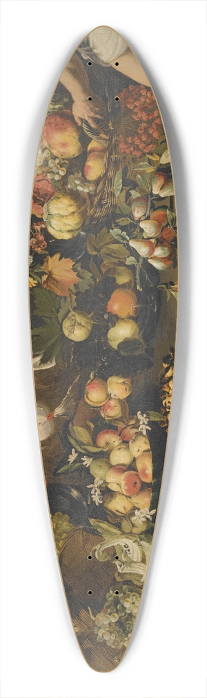 Italo-Flemish School - An Interior With Fruits, Vegetables And Flowers Arranged Over A Table And The Floor, With A Woman And Two Men 39.3 inch art pintail longboard deck Italo-Flemish School - An Interior With Fruits, Vegetables And Flowers Arranged Over A Table And The Floor, With A Woman And Two Men 39.3 inch art pintail longboard deck