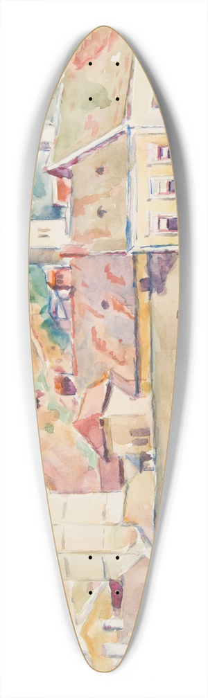 Ivan Ivanec - Trenczyn  widok fragmentu miasta ze wzgrzem zamkowym 39.3 inch art pintail longboard deck