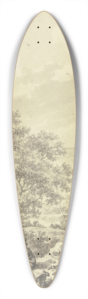 Jacob Cats - In einem Hohlweg ein Reiter, vorne ein ruhender Wanderer bei einem Tragkorb 39.3 inch art pintail longboard deck