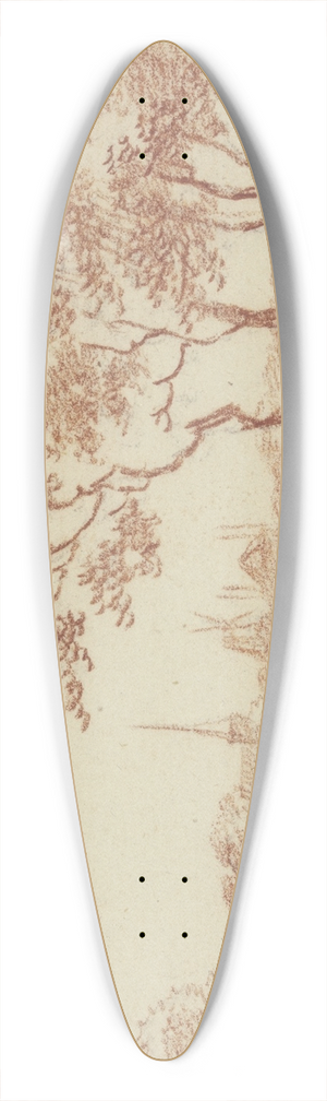 Jacob Cats - Wiese vor einem Dorf, rechts zwischen Bumen ein Wagen 39.3 inch art pintail longboard deck