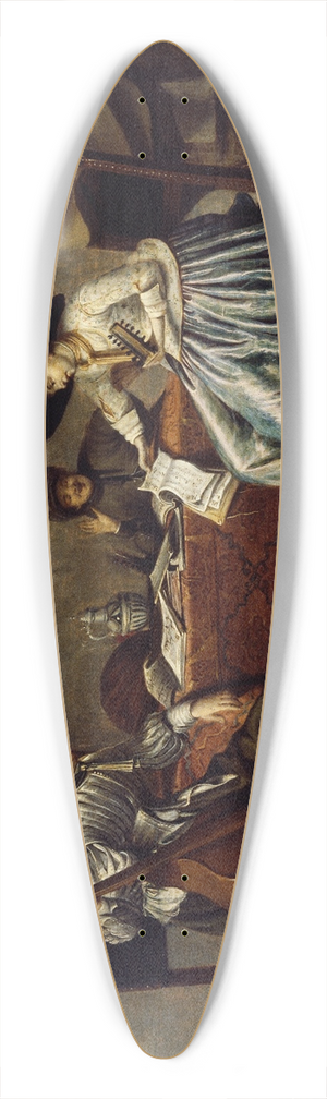 Jacob Duck - Three men and a Woman in an Interior 39.3 inch art pintail longboard deck