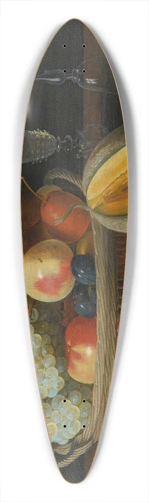Jacob Foppens van Es - Still Life With A Basket Of Fruit AndA Squirrel, Glasses, And A Cut Melon On A Tabletop 39.3 inch art pintail longboard deck