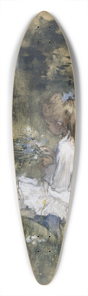 Jacob Maris - A Girl with Flowers on the Grass 39.3 inch art pintail longboard deck Jacob Maris - A Girl with Flowers on the Grass 39.3 inch art pintail longboard deck