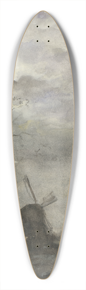 Jacob Maris - Landschap met molen bij maanlicht 39.3 inch art pintail longboard deck