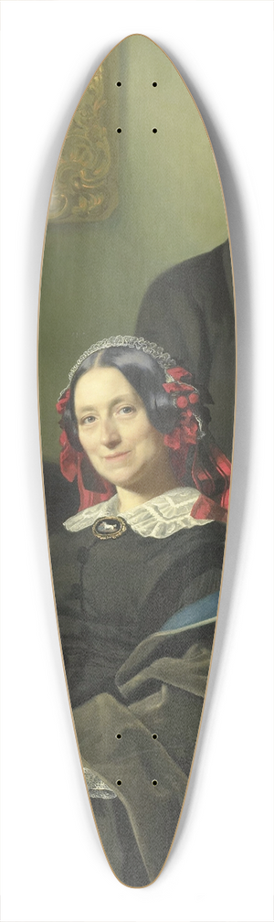 Jacob Spoel - Mevrouw A.J. Schmidt-Keiser, weduwe van de schilder Willem Hendrik Schmidt (1809-49), de leermeester van Jacob Spoel, met haar broer J.N. Keiser en haar tienjarig zoontj 39.3 inch art pintail longboard deck