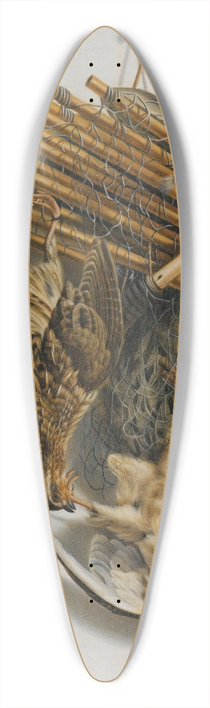 Jacobus Biltius - A Trompe Loeil Still Life With Two Quails, A Bird-Net And A Whistle 39.3 inch art pintail longboard deck