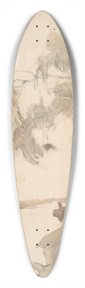 Jacob van der Does - Landscape with Sheep and Two Figures 39.3 inch art pintail longboard deck