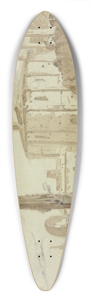 Jacob van der Ulft - Von Ruinen umstandener Platz mit einer frei stehenden Sule, die Rotunde dem Tempel des Hercules Victor auf dem Forum Boarium in Rom nachempfunden 39.3 inch art pintail longboard deck