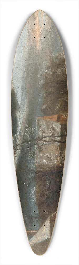 Jacob van Ruisdael - A winter landscape with a village and a frozen canal 39.3 inch art pintail longboard deck
