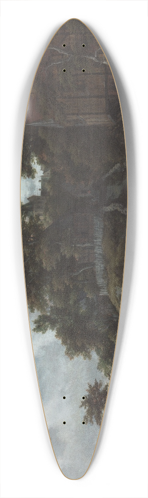 Jacob van Ruisdael - Wooded hillside with a view of Bentheim Castle 39.3 inch art pintail longboard deck