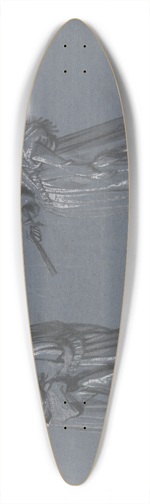 Jacob Weyer - Zwei Figuren in eleganter Tracht, links ein stehender Kavalier in Vorderansicht, rechts eine stehende Dame im Profil nach links mit einem Fcher in der Rechten 39.3 inch art pintail longboard deck