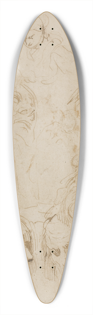 Jacopo Palma il Giovane - Studier af mandshoveder og en siddende ngen kvinde 39.3 inch art pintail longboard deck