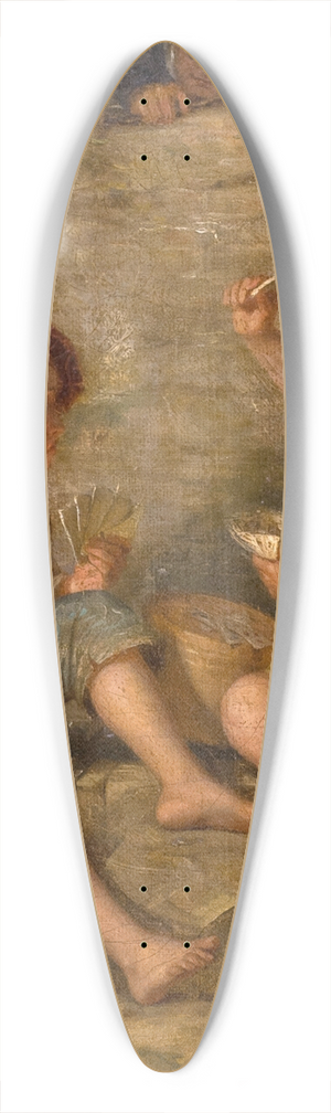 Jacques Alfred van Muyden - Zwei Buben beim Kartenspiel, beobachtet von einem Lehrer hinter der Steinmauer 39.3 inch art pintail longboard deck