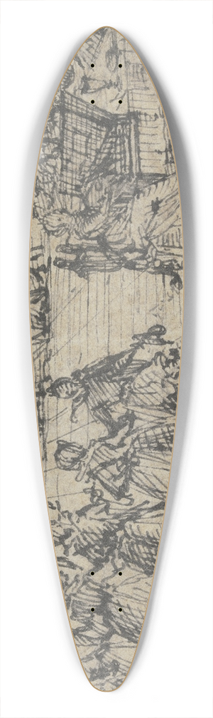 Jacques Callot - Kavaliere und Damen beim Tanze, eine Dame spielt Klavier und wird von einem Orchester begleitet 39.3 inch art pintail longboard deck