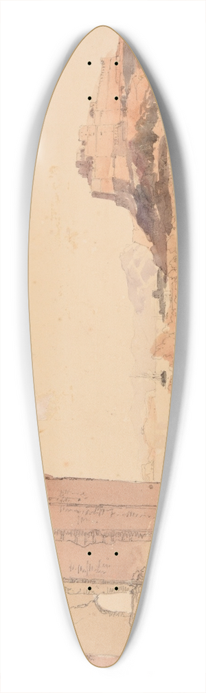 Jacques-Raymond Brascassat - Paysage de ruines et chteau-fort 39.3 inch art pintail longboard deck