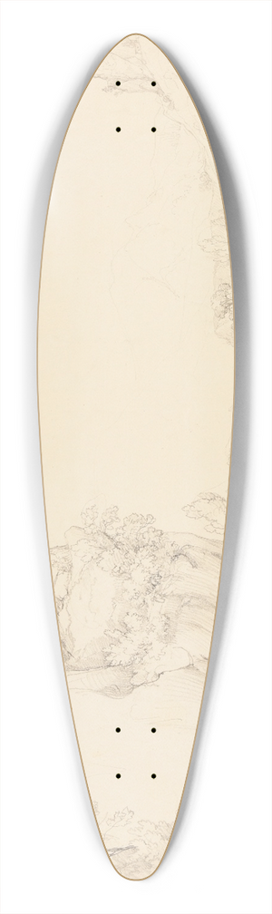Jacques-Raymond Brascassat - Rivire avec rochers et pcheurs 39.3 inch art pintail longboard deck