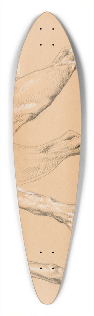 Jacques-Raymond Brascassat - tude de pattes et queue de chien 39.3 inch art pintail longboard deck