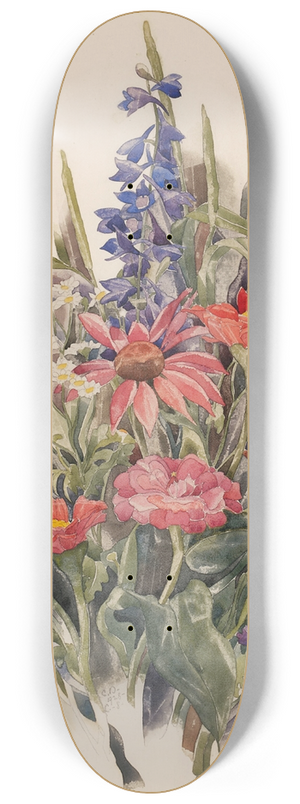 Charles Demuth - Zinnias, Larkspur and Daisies 8.25 inch art skate deck