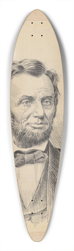 Jacques Reich - Abraham Lincoln 39.3 inch art pintail longboard deck Jacques Reich - Abraham Lincoln 39.3 inch art pintail longboard deck