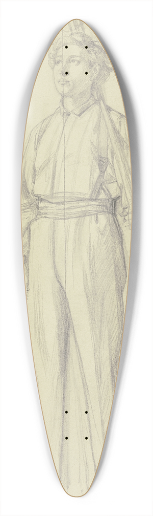 Jakob Becker - Emporblickender junger Bauer mit geschultertem Rechen 39.3 inch art pintail longboard deck