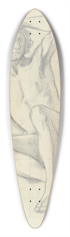 Jakob Becker - Sitzender mnnlicher Akt, die Augen mit der Linken verschattend 39.3 inch art pintail longboard deck