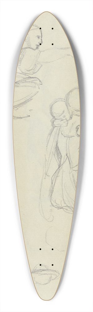 Jakob Becker - Studienblatt; Auf dem Boden kauernde Frau und Rckenansicht einer sitzenden Frau mit Kleinkind 39.3 inch art pintail longboard deck