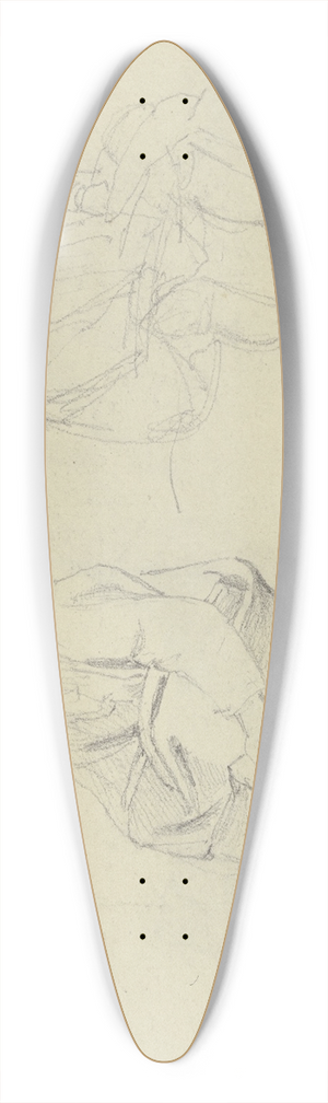 Jakob Becker - Studienblatt; Ein sitzender Junge und ein sitzender Mann 39.3 inch art pintail longboard deck