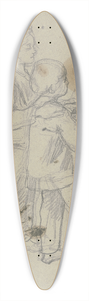 Jakob Becker - Two reading boys 39.3 inch art pintail longboard deck