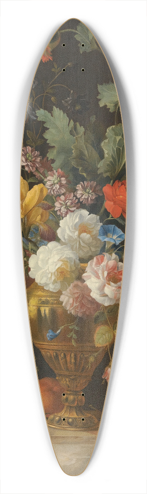 Jakob Bogdny - A Still Life Of Roses And Other Flowers In A Metal Vase On A Marble Ledge 39.3 inch art pintail longboard deck