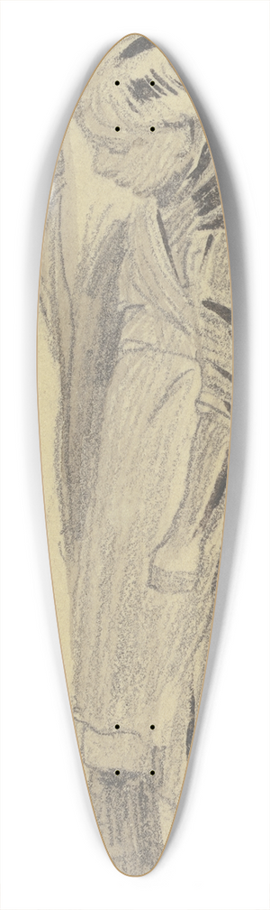 Jakob Frchtegott Dielmann - Barfiges Mdchen im Profil nach links, an einen Baumstamm gelehnt und diesen umfassend 39.3 inch art pintail longboard deck