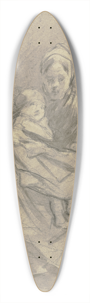 Jakob Frchtegott Dielmann - Eine Frau hlt ein Kind auf dem Scho, der Kopf nach vorne, der Krper nach links gewendet 39.3 inch art pintail longboard deck