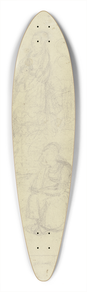 Jakob Frchtegott Dielmann - Eine sitzende und eine stehende Frau mit Kind 39.3 inch art pintail longboard deck