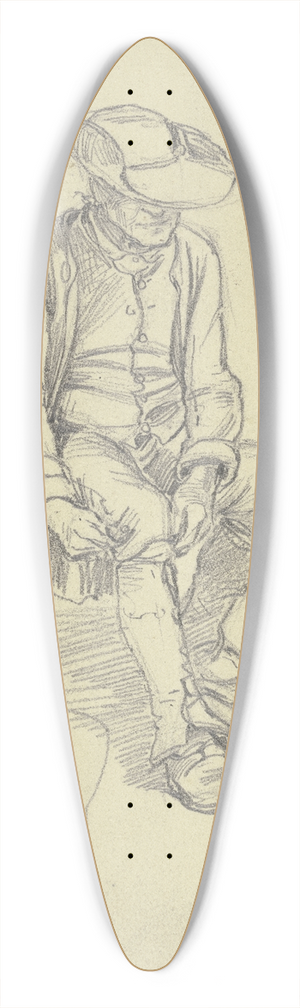 Jakob Frchtegott Dielmann - Sitzender Bauer mit groem Hut bindet sich das Strumpfband 39.3 inch art pintail longboard deck