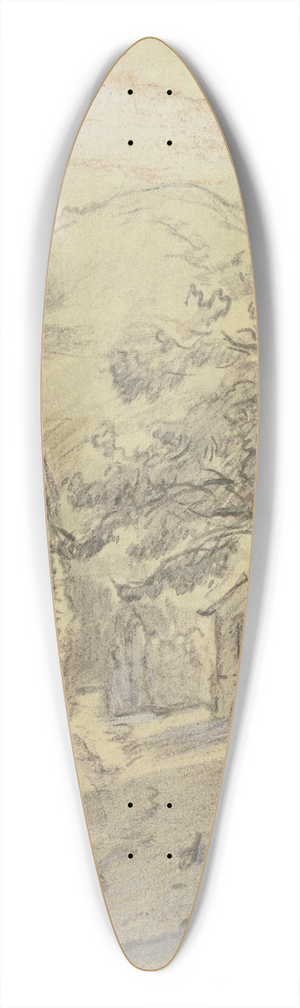 Jakob Frchtegott Dielmann - Strae in Mayscho, links zwei Frauen im Gesprch, im Hintergrund eine Kapelle 39.3 inch art pintail longboard deck