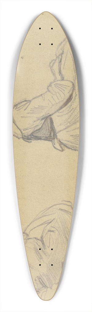 Jakob Frchtegott Dielmann - Studienblatt; Sitzendes strickendes Mdchen, rechts ein anderes, die Hnde in den Scho gelegt, im Profil nach rechts 39.3 inch art pintail longboard deck