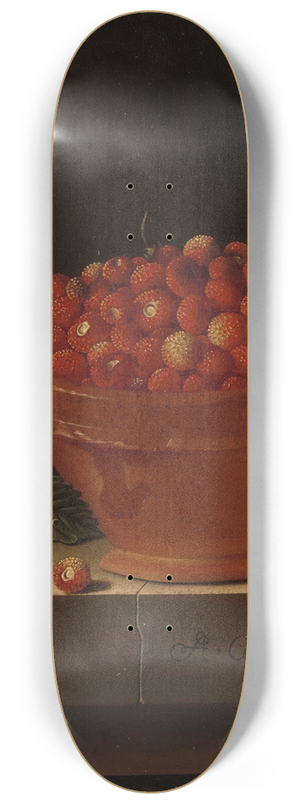 Adriaen Coorte - A Bowl of Strawberries on a Stone Plinth 8.25 inch art skate deck