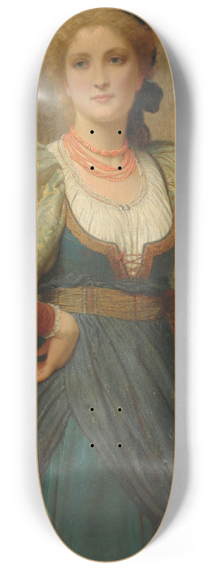 Charles Edward Perugini - Portrait of a lady with a coral necklace 8.25 inch art skate deck Charles Edward Perugini - Portrait of a lady with a coral necklace 8.25 inch art skate deck