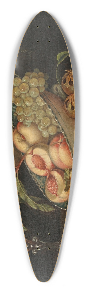 Jakob Samuel Beck - Mixed fruit in a bowl, a glass of wine and a cloth on a table 39.3 inch art pintail longboard deck