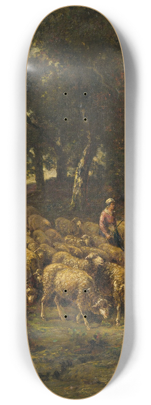 Charles Emile Jacque - Shepherdess And Her Flock 8.25 inch art skate deck