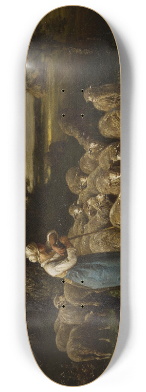Charles Emile Jacque - Shepherdess and Sheep, Fontainebleau 8.25 inch art skate deck