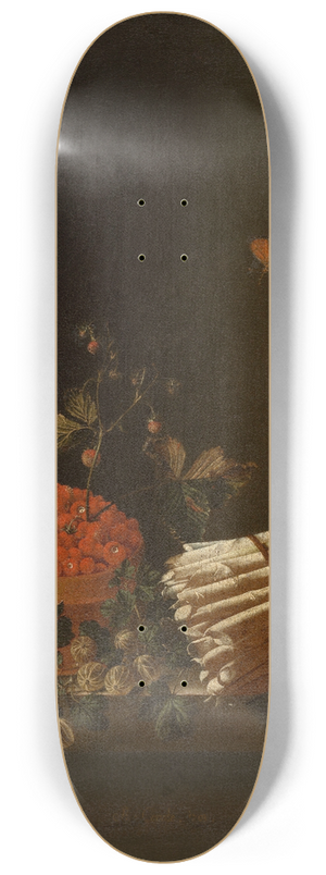 Adriaen Coorte - Still Life with Fruit and Asparagus 8.25 inch art skate deck