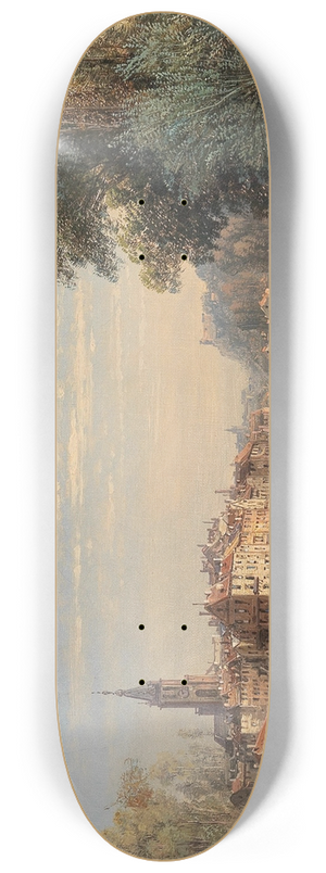 Charles Euphrasie Kuwasseg - A Village by the River 8.25 inch art skate deck