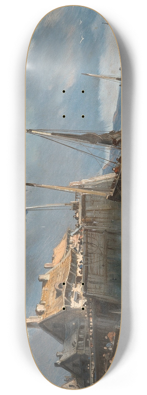 Charles Euphrasie Kuwasseg - Fishermen by the Coast 8.25 inch art skate deck