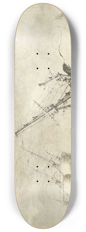 Adriaen Cornelisz. van der Salm - Shipping On A Stormy Sea 8.25 inch art skate deck