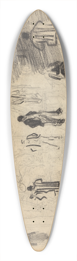 James Ensor - Kruiwagen en figuren 39.3 inch art pintail longboard deck